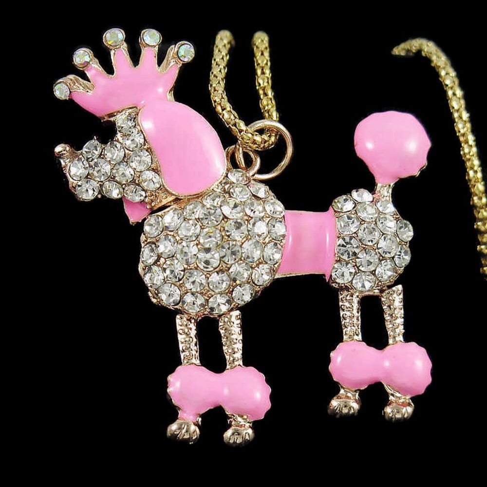 3d Crowned Poodle Pendant Rhinestones Enamel NWT-